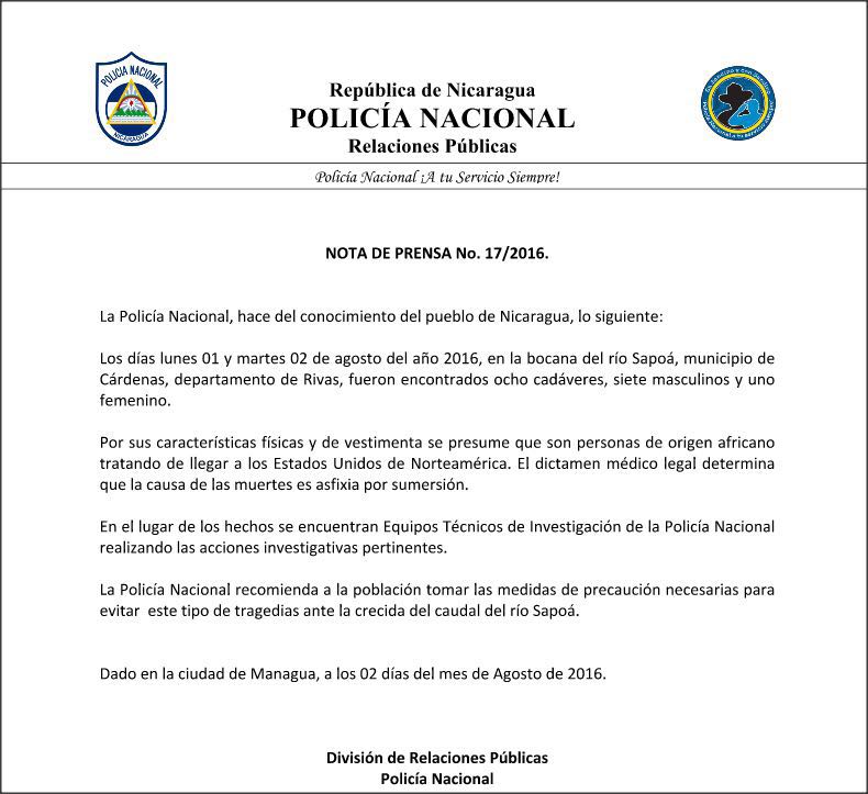 Nota de Prensa Policía Nacional