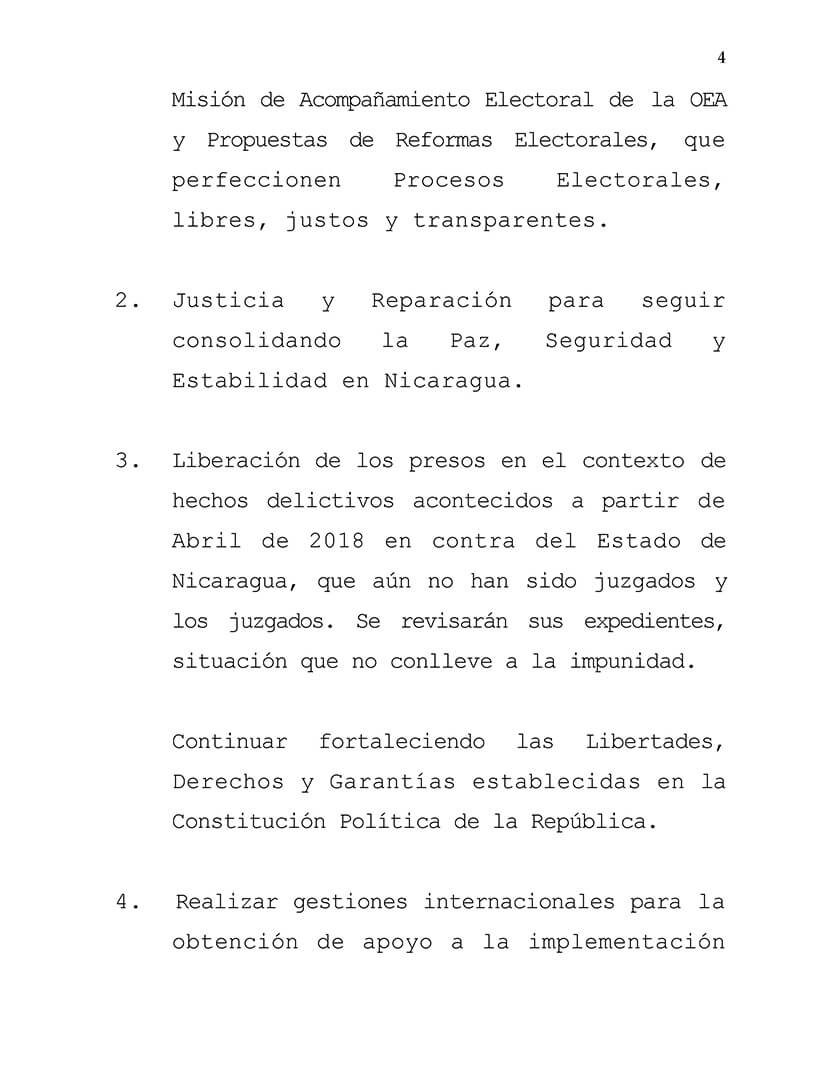 comunicado del gobierno de nicaragua en la mesa de negociación