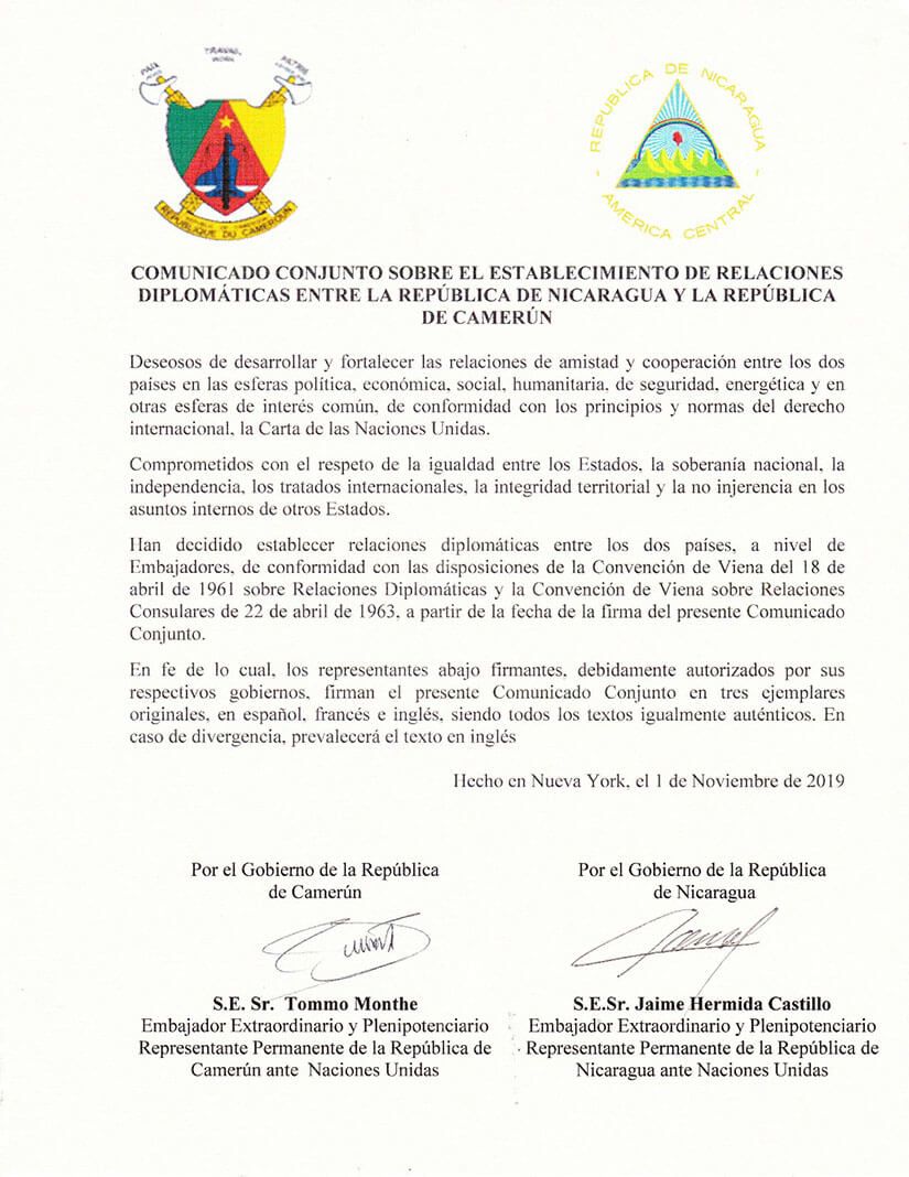 nicaragua-relaciones-diplomaticas-camerun