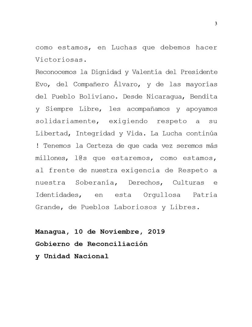 comunicado-nicaragua-bolivia-golpe-estado-