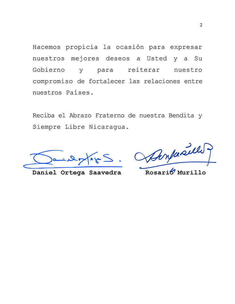Gobierno de Nicaragua saluda victoria del Partido Alianza por la República en elecciones generales de Senegal