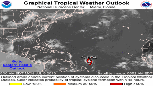 La tormenta Chantal se fortalece y pone en alerta también a Puerto Rico