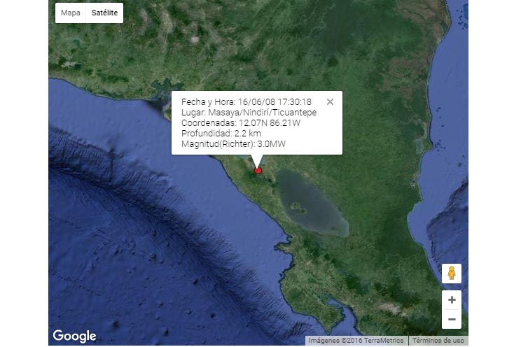 Reportan sismo en la zona de Masaya, Nindirí y Ticuantepe