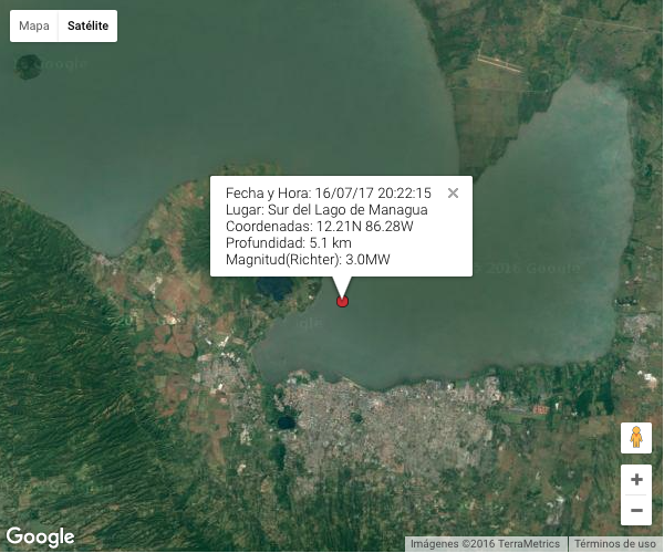 Reportan sismos al Sur del Lago de Managua