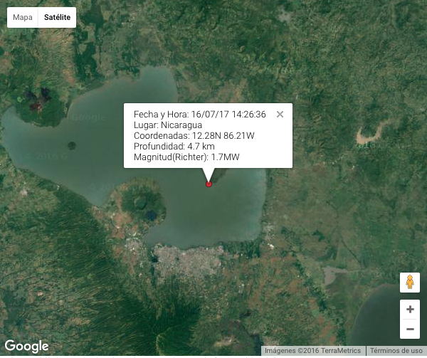 Reportan sismos al Sur del Lago de Managua