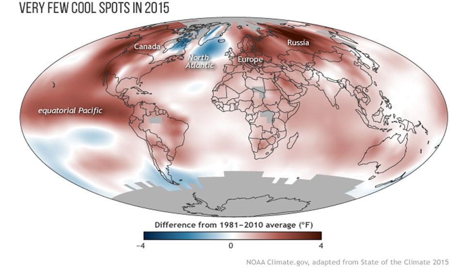 2015 fue el año más caluroso de la historia