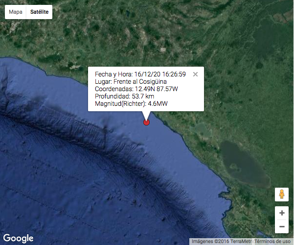 Dos sismos de 4.6 y 4.4 sacuden las costas de Nicaragua