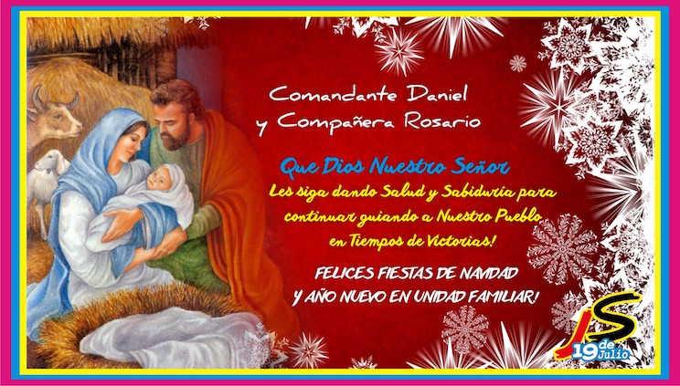 Juventud Sandinista envía saludo navideño a Daniel y Rosario