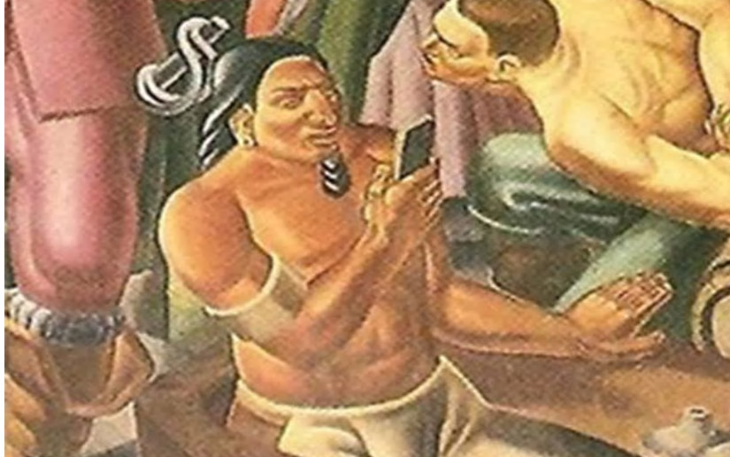 Detectan la presencia de un iPhone en una pintura de 1937 sobre los pueblos nativos de EEUU