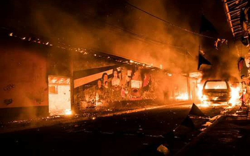 Grupos vandálicos siembran pánico e incendian bienes en Jinotepe, Diriamba, Granada y León