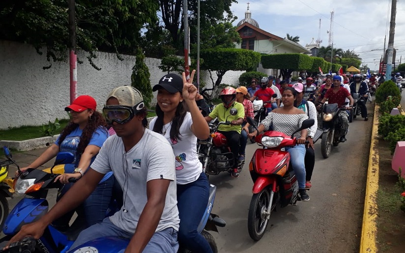 Caravana motorizada por la paz y en respaldo al Comandante Daniel en Rivas