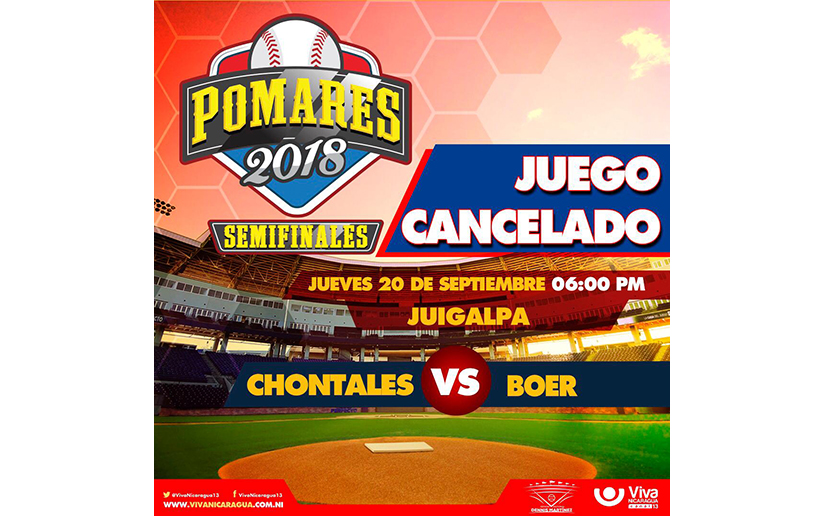 Segundo juego de la semifinal Bóer - Chontales cancelado 