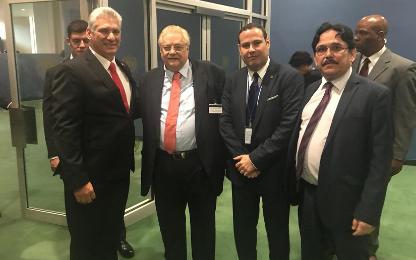Delegación de Nicaragua en la ONU saluda al Presidente de Cuba