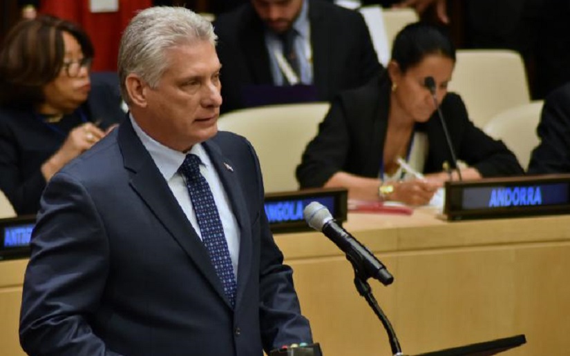 Presidente de Cuba denuncia ante la ONU los intentos de EE.UU. de desestabilizar al gobierno de Nicaragua