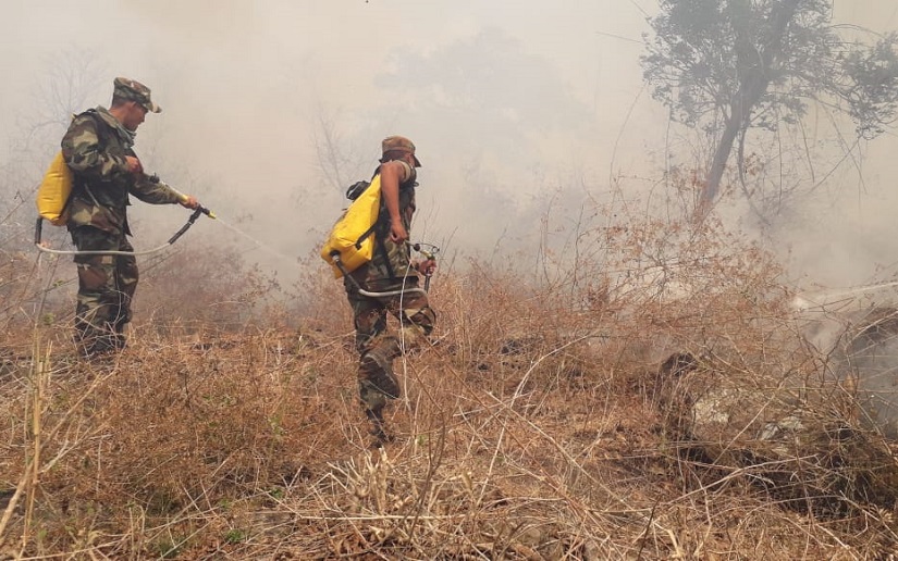  Ejército de Nicaragua ayuda a controlar incendio agropecuario