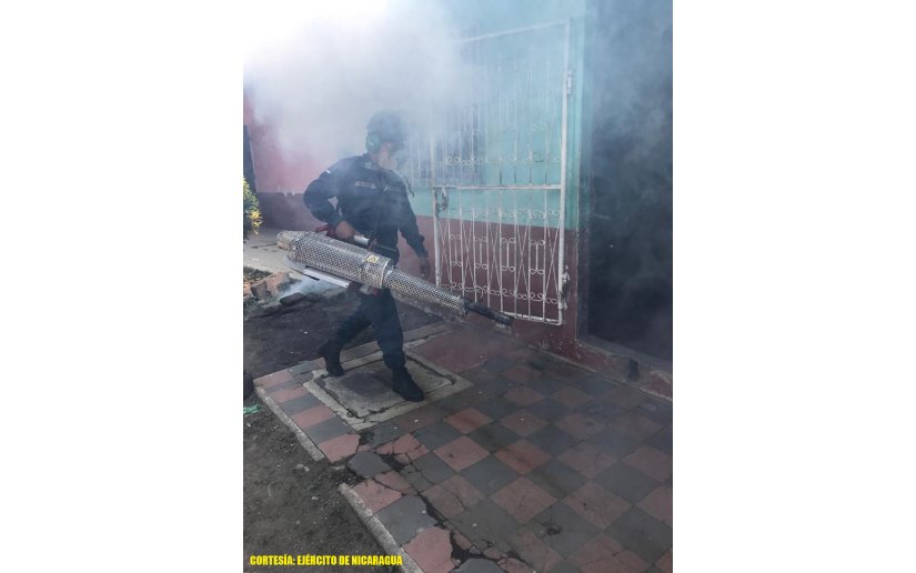 Ejército de Nicaragua participa en jornada de fumigación en Corinto y Potosí