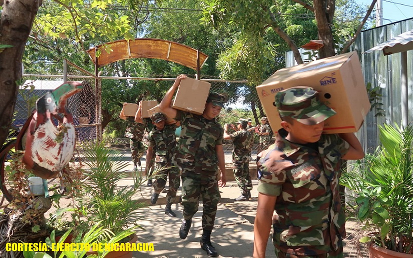 Ejército de Nicaragua participa en traslado de la merienda escolar