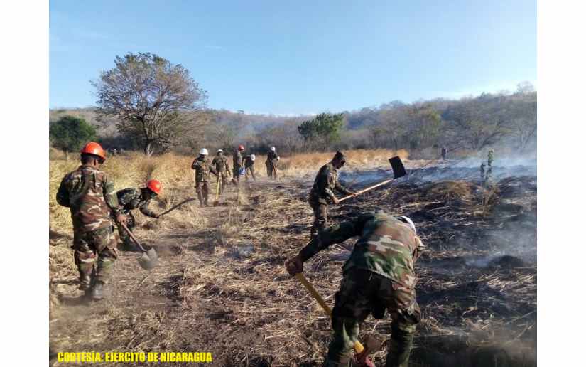 Ejército sofoca incendio forestal en una finca de la Península de Chiltepe
