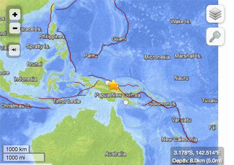 Un sismo de magnitud 6,8 sacude Papúa Nueva Guinea