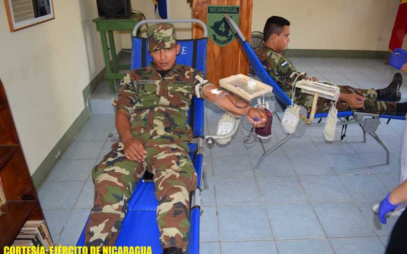 Ejército de Nicaragua partcipa en jornada de donación de sangre