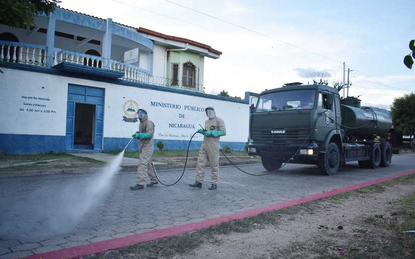Ejército de Nicaragua desarrolla jornada de desinfección contra la Covid-19 en Ocotal