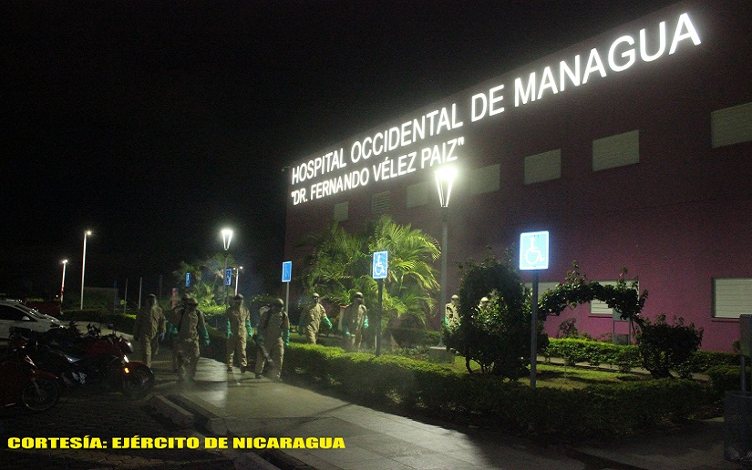 Ejército de Nicaragua desarrolla jornada de desinfección contra la covid-19 en Managua  