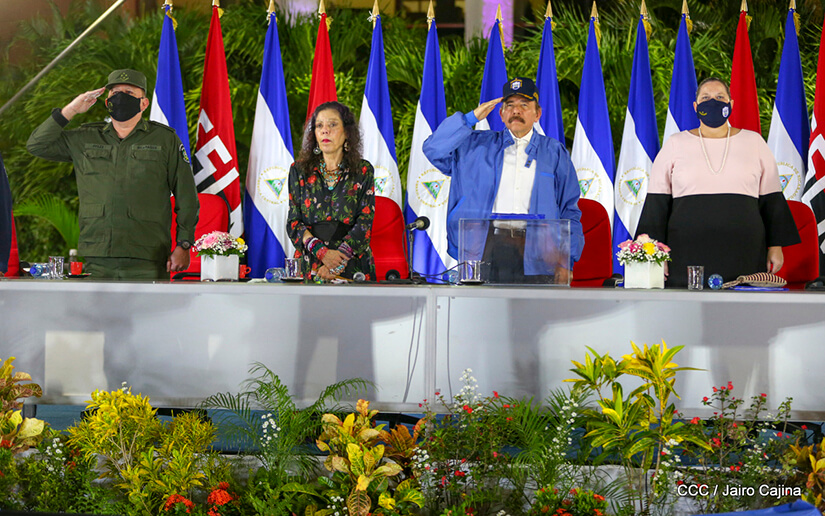 Presidente Daniel Ortega y compañera Rosario Murillo presiden acto del 41 aniversario del Ministerio de Gobernación
