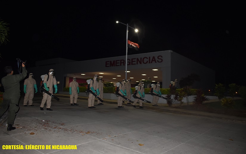 Ejército de Nicaragua realiza jornada de desinfección contra la covid-19 en Managua