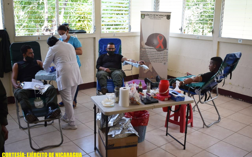 Ejército de Nicaragua en jornada de donación de sangre 