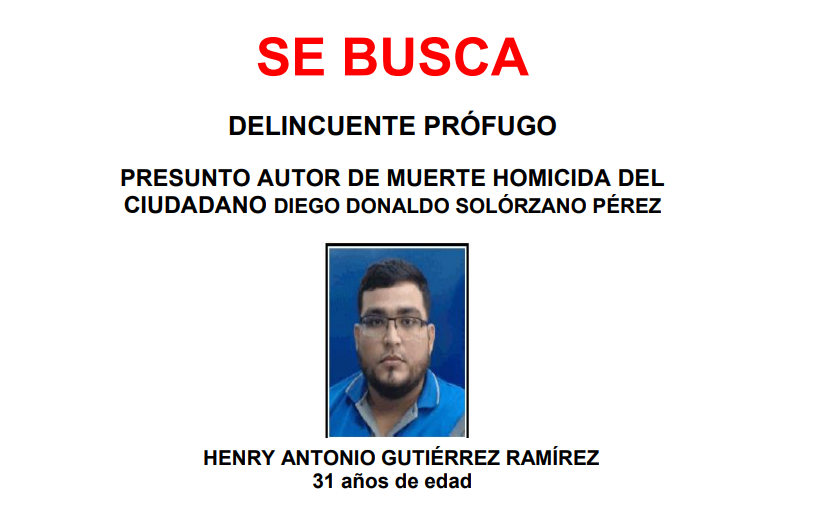 Policía Nacional busca al autor de muerte homicida del señor Diego Solórzano
