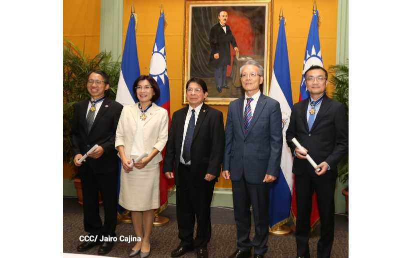 Cancillería condecora con Orden José de Marcoleta en Grado de Encomienda a tres funcionarios de la embajada de Taiwán en Nicaragua