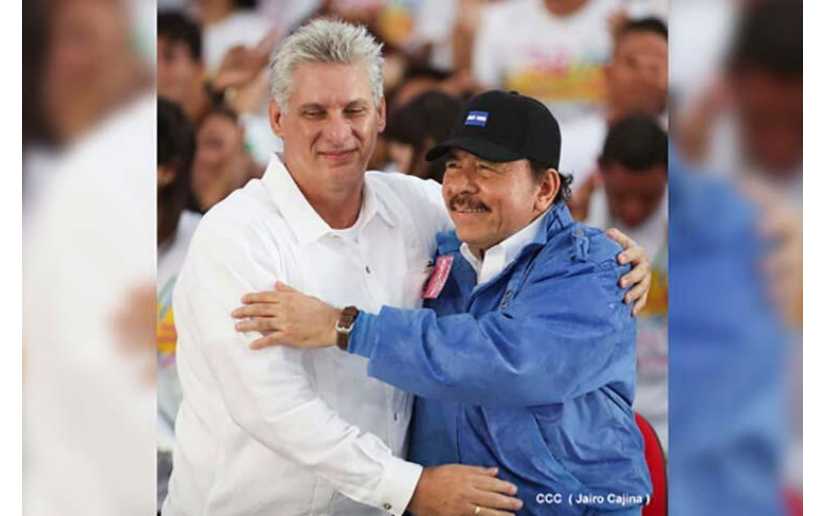 Presidente Daniel Ortega y Vicepresidenta Rosario Murillo saludan al Compañero Miguel Díaz-Canel por su cumpleaños