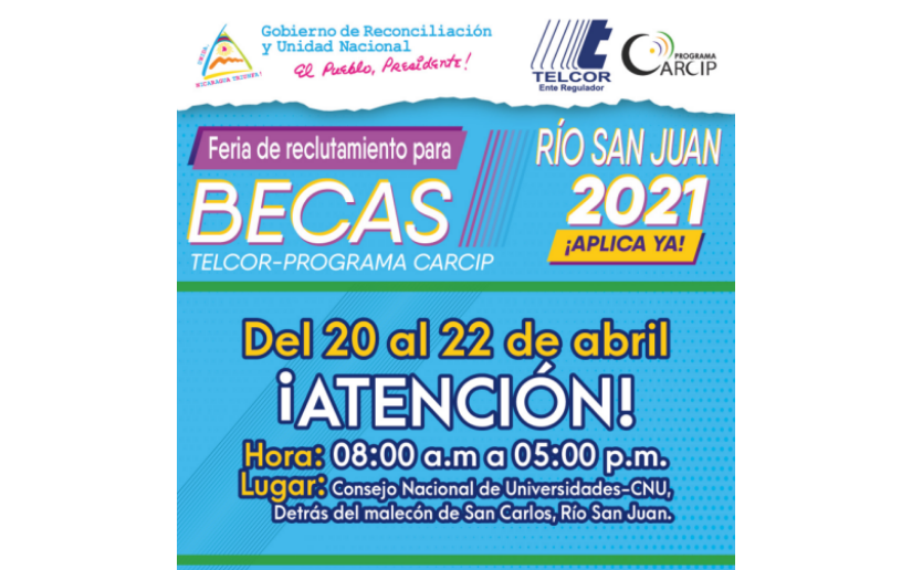Telcor en feria de becas para estudio en San Carlos, Río San Juan