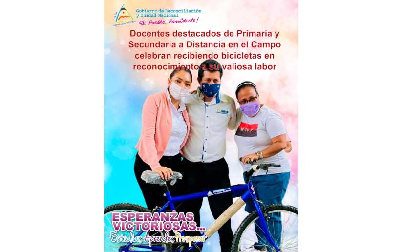 Docentes de primaria y secundaria a distancia en el campo recibieron bicicletas