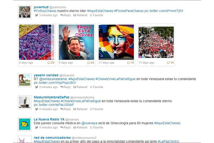 Nicaragua activada en las redes con etiqueta #AquiEstaChavez
