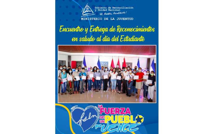 Ministerio de Educación entrega reconocimientos en saludo al Día del Estudiante