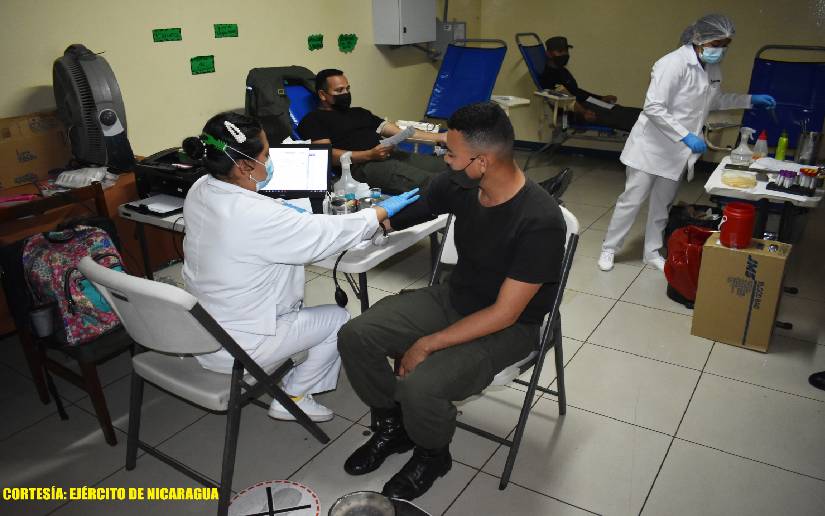 Ejército de Nicaragua participa en jornada de donación voluntaria de sangre 