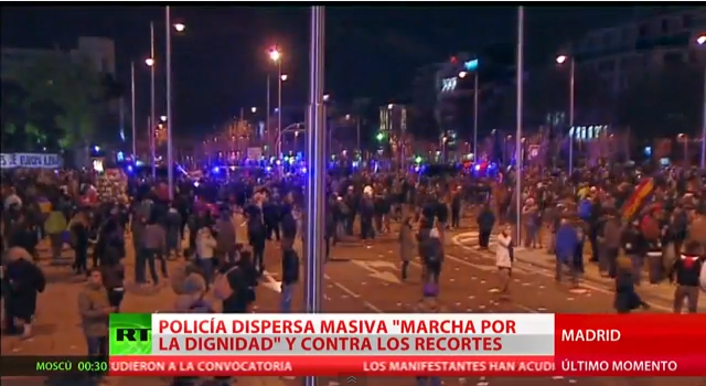 Enfrentamientos entre manifestantes y la Policía en la Marcha de la Dignidad en Madrid