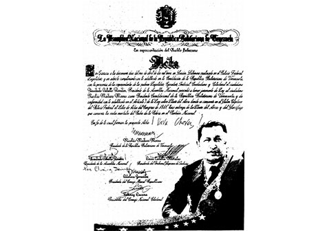 Imagen de Chávez presente en acta de juramentación de Maduro como Presidente