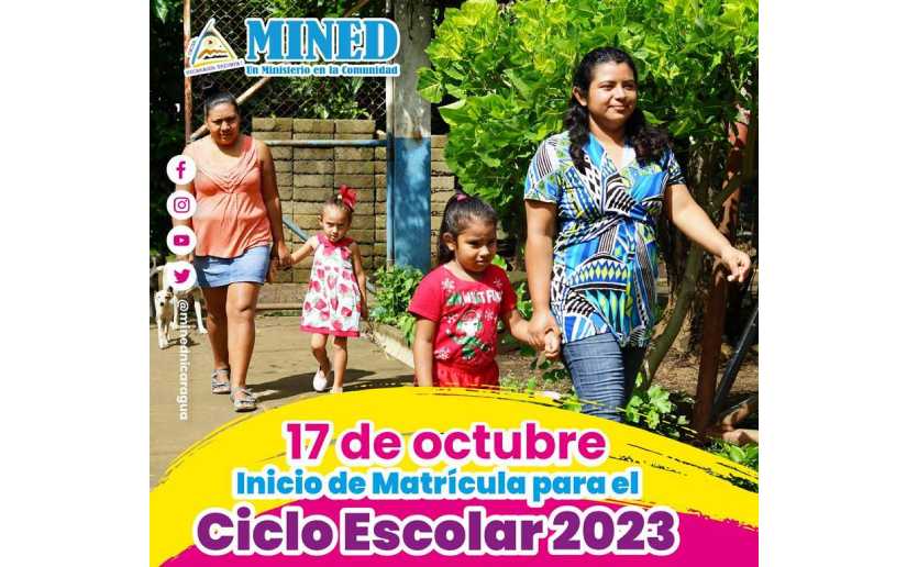 Nicaragua: El 17 de octubre inician las matrículas del Ciclo Escolar 2023