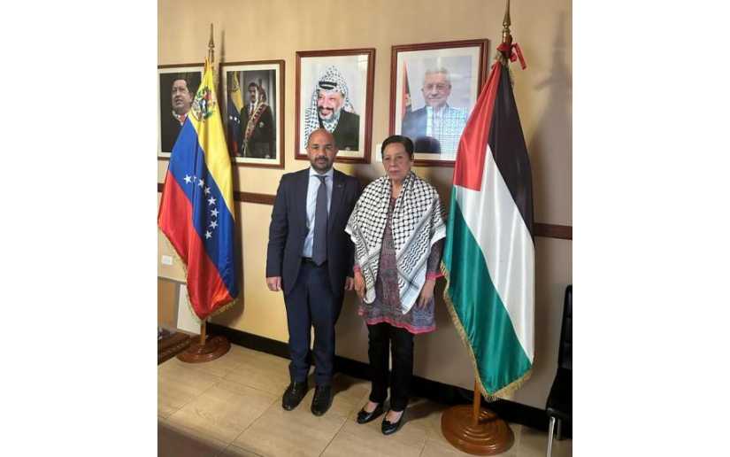 Embajadora de Nicaragua en Venezuela visita embajada de Palestina
