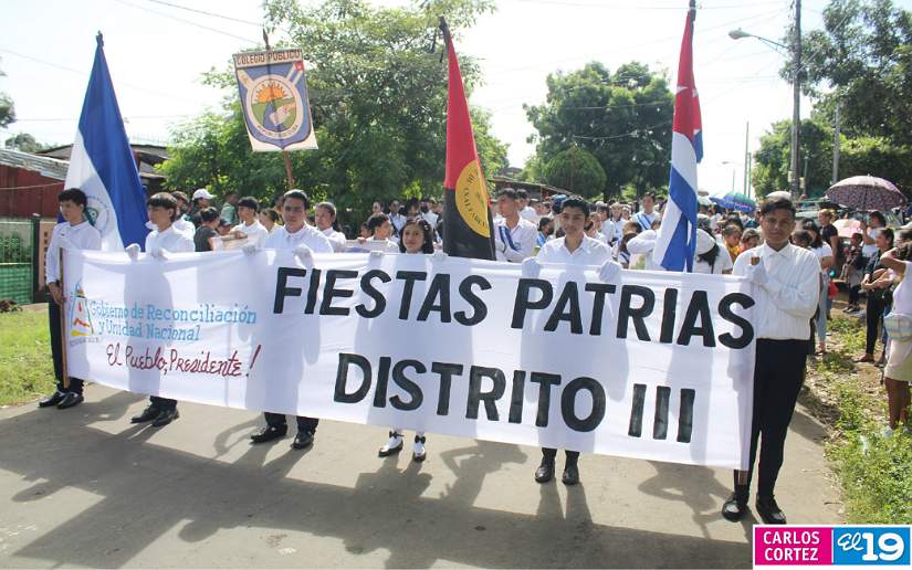 Distrito III de Managua celebra vistoso desfile escolar para honrar a la Patria
