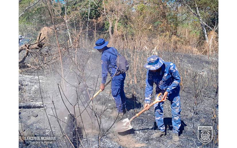 Ejército participa en sofocación de incendio agropecuario en El Viejo