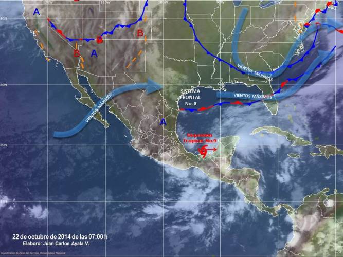 Se estaciona en el Golfo la Depresión Tropical 9