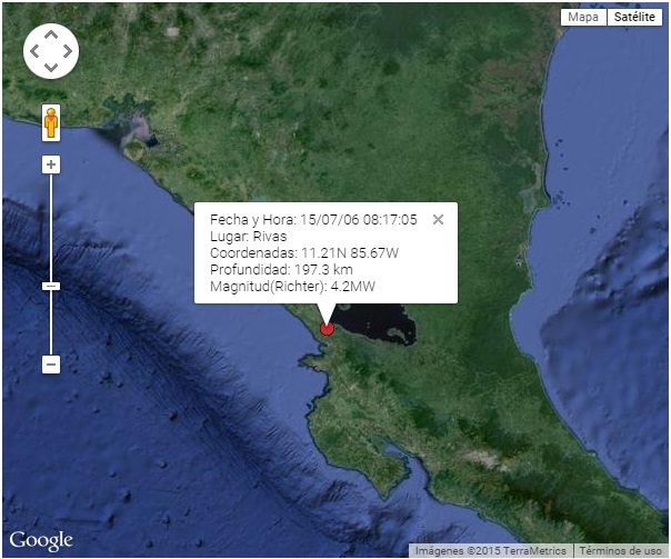 Fuerte sismo cerca con epicentro en Rivas, a mucha profundidad