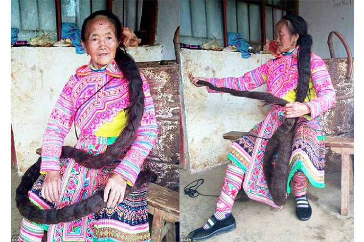 Mujer china se deja crecer el pelo por 35 años