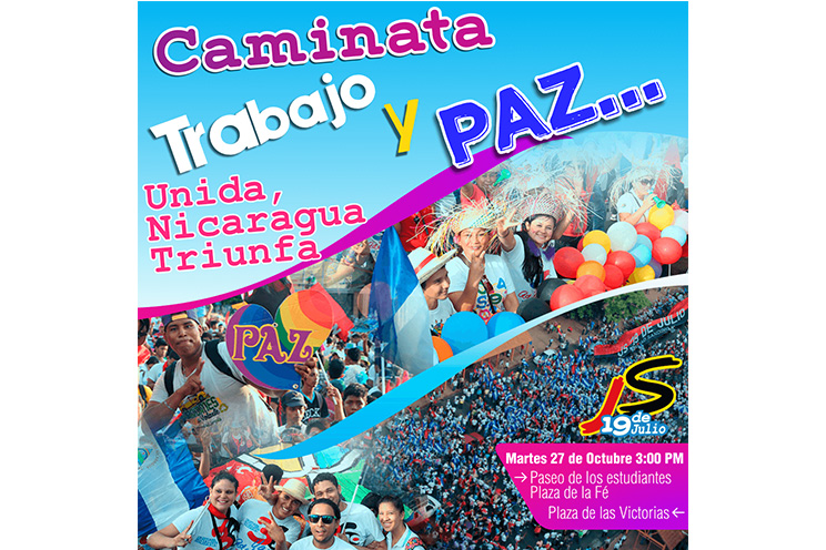 Juventud se activa desde las redes sociales de cara a Caminatas Trabajo y Paz.. Unida, Nicaragua Triunfa!