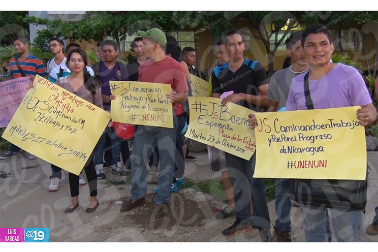 Universitarios se disponen a participar en Caminata Trabajo y Paz... Unida, Nicaragua Triunfa!