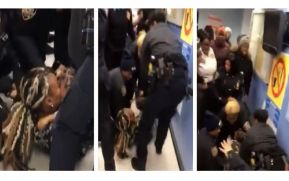 El brutal arresto de una mujer con un bebé en Nueva York