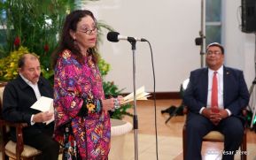 Compañera Rosario después de acto de recibimiento de cartas credenciales